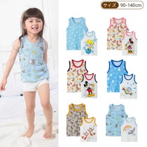 Soft and thin childrens vest boy pure cotton cartoon sleeveless home girl breathing cotton bottom baby short T