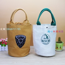 Round bottom canvas bag custom cotton linen handbag custom bucket bag advertising bag custom canvas bag zipper bag