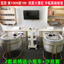 ins Nordic marble net red Nail table Wrought iron single double nail table Nail shop table and chair set
