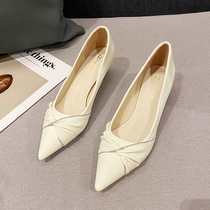 MEILING~French high heels in 2022 new thin tip water drill and soft leather working shoes