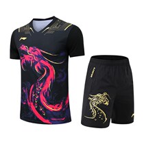 Quick-drying dragon suit mens table tennis suit sports short sleeve top breathable childrens competition training