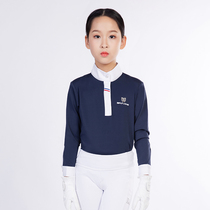 Children Equestrian T-shirt Equestrian Long Sleeve Polo Jersey Equestrian Race Speed Dry Breathable Boy Girl Race T-shirt Long Sleeve