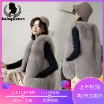 Fur vest female long 2021 autumn winter thin imitation fox fur fur vest wool coat