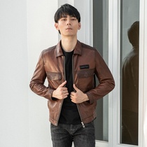 Lislave oil wax leather new style goatskin leather mens coat phase color special hand craft leather