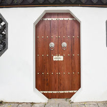 Chinese courtyard gate Villa wall gate rural retro self-built house into households double open door classical solid wood door