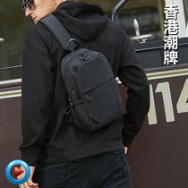 Hong Kong Tide Cards Skew Satchel Mens Chest Bag Street Cross Buns Bag Casual Multifunction Chest Front Backpack Inclined Back Single Shoulder Bag