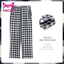 Cat People Sleep Pants Lady Spring Autumn Pure Cotton Plaid Long Pants Big Code Extras Teen Girl Home Pants Women Style Loose Summer