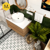 Last home dark green retro hand-made square brick toilet bathroom toilet wall tile balcony kitchen bar tile