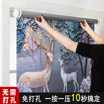 Punch-free installation toilet curtain roll-pull window shade shade hand lift kitchen folding roller blind