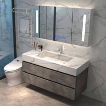 Nordic simple one-piece wash basin wash basin bathroom cabinet combination light luxury bathroom sink bathroom basin cabinet