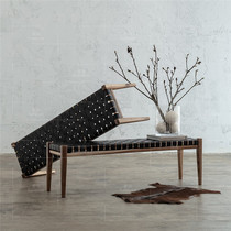 Dining stool light luxury industrial wind saddle cowhide woven porch entrance door change shoe stool Nordic solid wood restaurant long strip bench