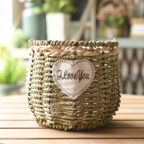 Pastoral Straw flower basket Wicker portable basket Nordic creative rattan dried flower arrangement basket fleshy green plant flower pot flower pot