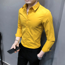 Tide brand business casual shirt men 2021 spring new Korean solid color long sleeve professional dress slim shirt men