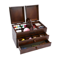 Needle box home high-grade Korean Wood retro cross stitch tool hand sewing thread storage box dowry