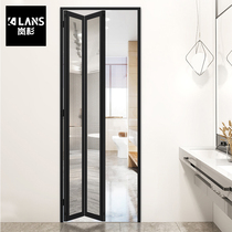 Folding door Very narrow frame net red push-pull Nordic kitchen Titanium Alloy custom narrow frame glass partition door