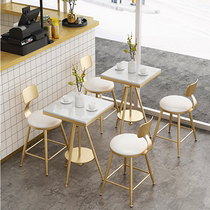 Net Red Restaurant Snacks Cold Drink Dessert Cake Nordic Milk Tea Shop Table and Chair Combination Simple Fresh Balcony Small Tea Table