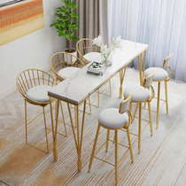 Nordic marble bar table home Net red tea shop table and chair combination balcony window long wall table