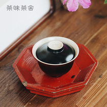 Tea flavor Tea House Zuoxi cooperative ceramic cover bowl Raw mineral rice paper yellow matte black glaze Suitable for brewing Puer Black tea