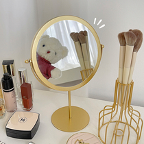 High-value European-style makeup mirror large round simple French retro student dormitory bedroom desktop medieval mirror