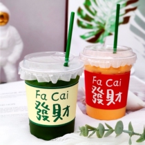 Net red milk tea cup Thai hand beat lemon tea cup disposable with lid commercial high-penetration PET cold drink cup packing