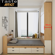 Tatami bed wardrobe combine 1 2m multifunction small family type high case storage double bed bedroom customizable