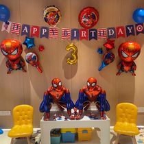  Spider-man birthday party decoration theme balloon decoration male baby 2 years old simple childrens party scene