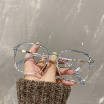 Transparent glasses frame female ins Korean version of plain artifact Net Red Red Book anti blue light flat frame myopia man