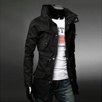 2021 autumn and winter New windbreaker men long Korean slim jacket military trend jacket foreign trade overcoat