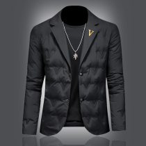 Senior sense suit collar down jacket men 2021 Winter new trend slim embroidery down jacket men warm coat