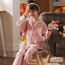 Childrens pajamas girls spring and Autumn pure cotton long-sleeved girls baby home clothes Cute super cute summer childrens suit