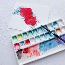 Ceramic palette 20 squares watercolor palette plate ink Chinese painting pigment gouache pigment rose ceramic plate