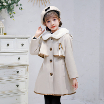 The girl Mao the great clothes autumn and winter 2022 new children among the new children the wind coat of the Korean version of the foreign air womens treasure academy