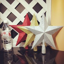 New Years Day Christmas dance props red sparkling pentagram chorus props children performing supplies Five Star Hanging Stars