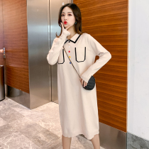 Pregnant women Autumn Sweater group fashion knitted dress tide mother autumn winter wear temperament bottom dress women