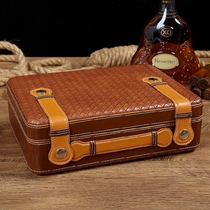 LUXFO CEDAR WOOD HUMIDOR HUMIDOR HUMIDOR Portable LEATHER VINTAGE PORTABLE HUMIDOR Large CAPACITY CIGARETTE Case