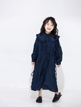 Small Great Planet Boy Clothing Spring New Pint Girl Stars Sky Blue Detachable Large Collar Temperament Superior Dress Skirt