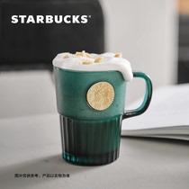 Starbucks cup 400ml Dark green Goddess nameplate glass Summer ins wind desktop cup with handle water cup