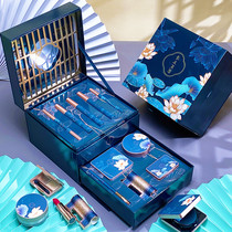 Guochao carved lipstick National style makeup set novice full set combination flower Xixi cosmetics gift box birthday gift