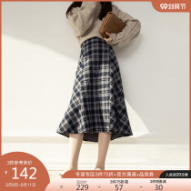 Fan Si Lanen plaid skirt womens autumn and winter 2020 new with sweater high waist a fish tail skirt