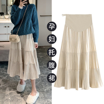  Pregnant womens skirts Spring and autumn womens autumn belly-supporting skirts Large size maternity dresses Autumn skirts Autumn and winter pregnant womens skirts