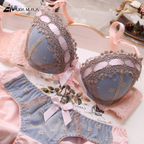 Japan thickened small chest show big gathered sub-breast anti-sagging underwear female lace summer sexy confusion bra set