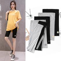 Pregnant women Summer new cotton thin wear leggings bilateral fashion Daisy safety pants shorts five-point pants