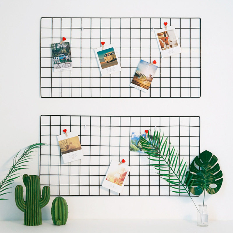 Ins home wall iron mesh photo wall girls room wall decoration storage rack wall decoration