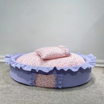 Four colors optional washable fairy Wind Purple Pet Round Nest Mat Cat pooch Autumn Winter Nest Cushion Not Collapse