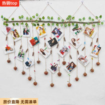 Photo wall decoration Wall decoration hanging photo creative hand-dried branches hemp rope Photo wall Pastoral modern simplicity