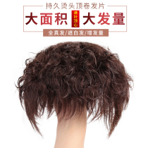 Wiggle head reissue mother middle-aged and old white hair texture fluffy curly hair no trace wig female short hair