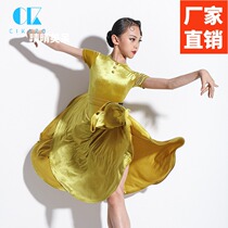Sikaso childrens Latin dance competition clothes professional womens childrens grade clothes summer velvet dress practice clothes