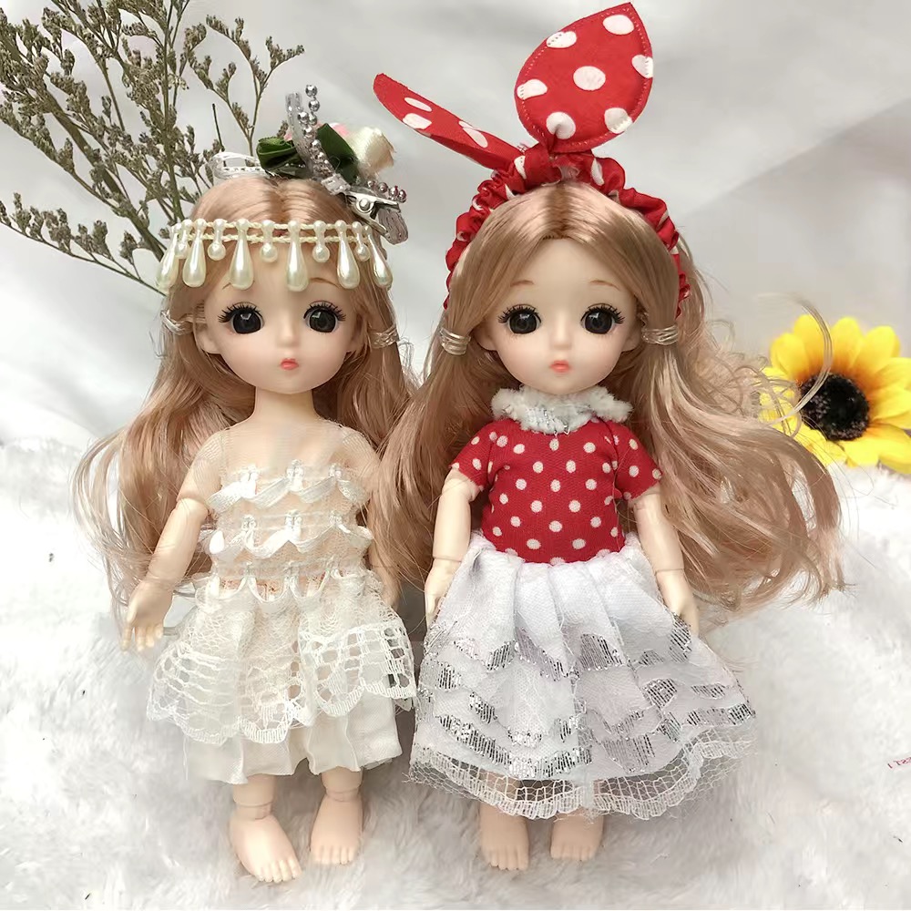 Cheap small 17cm doll bjd set changing clothes for girls, princesses, cute children, baby girls, baby clothes