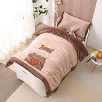 2021 New Comfort Milk Suede Cartoon Three Sets Kindergarten Warm A Class Children Small Bed Single Bed Goods
