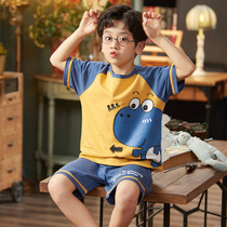 Childrens pajamas boys summer thin cotton short-sleeved boys set 12-year-old children cartoon home wear
